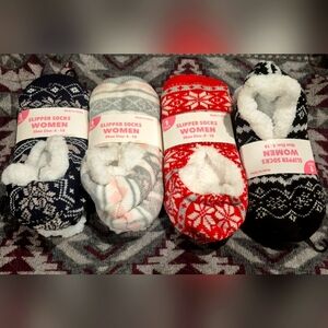 4 pair slippers socks
